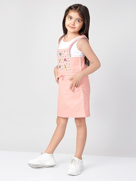 Naughty Ninos Girls Pinafore Dress,Peachy Pink - Image 5