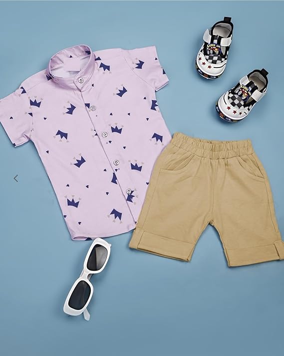 dimension By Vikita Enterprise Kids Boy's Printed Cotton Blend,Hosiery Short Sleeve Regular Wear Shirt & Shorts Set (V_E_1007) - Image 3