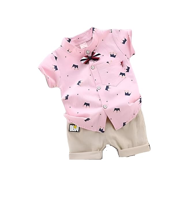 dimension By Vikita Enterprise Kids Boy's Printed Cotton Blend,Hosiery Short Sleeve Regular Wear Shirt & Shorts Set (V_E_1007)