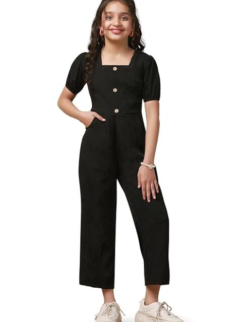 Fashion Dream Girl's Ankle Length Solid Jumpsuit