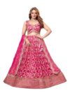 ADHIA Women's Embroidered Lehenga Choli with Dupatta | Silk Blend Wedding Lehenga Set | Traditional Indian Dress (Lehenga, Dupatta, Blouse, Queen pink, Size - L)