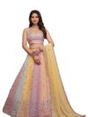 Jihu Culture Women'S Georgette Multi Lehenga Choli Embroidered Chnaiya Choli | Finish Type: Semi-Stitched | Size: Semi Sttiched