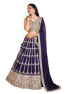 Women's Sequins Zari Embroidered Pure Georgette Lehenga Choli With Dupatta Indian Style Designer Wedding Events Party (BLUE)