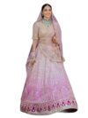 TRENDMALLS Women's Satin Embroidery Bridal Lehenga Choli With Net Dupatta (L148-Pink, Semi stitched)
