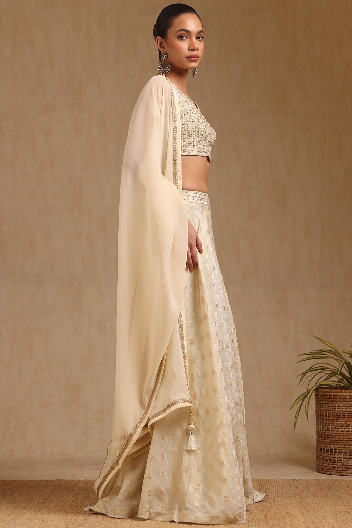 Soch Women's Brocade Lehenga Choli Set (OWS5CD21774_Off White_XL) - Image 8