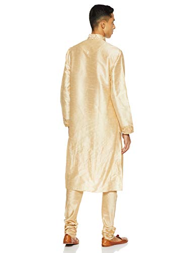 Manyavar Men's Silk Kurta Churidar (8903035124555_S952136-304-S_Beige) - Image 8