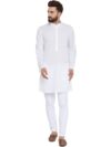 Vastraa Fusion Men's Cotton Solid Kurta Pajama Set (VS1111-46_White_XXX-Large)