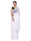 Ada Women Hand Embroidered Lucknowi Chikankari Georgette Saree With Unstitched Blouse Piece A191492, White
