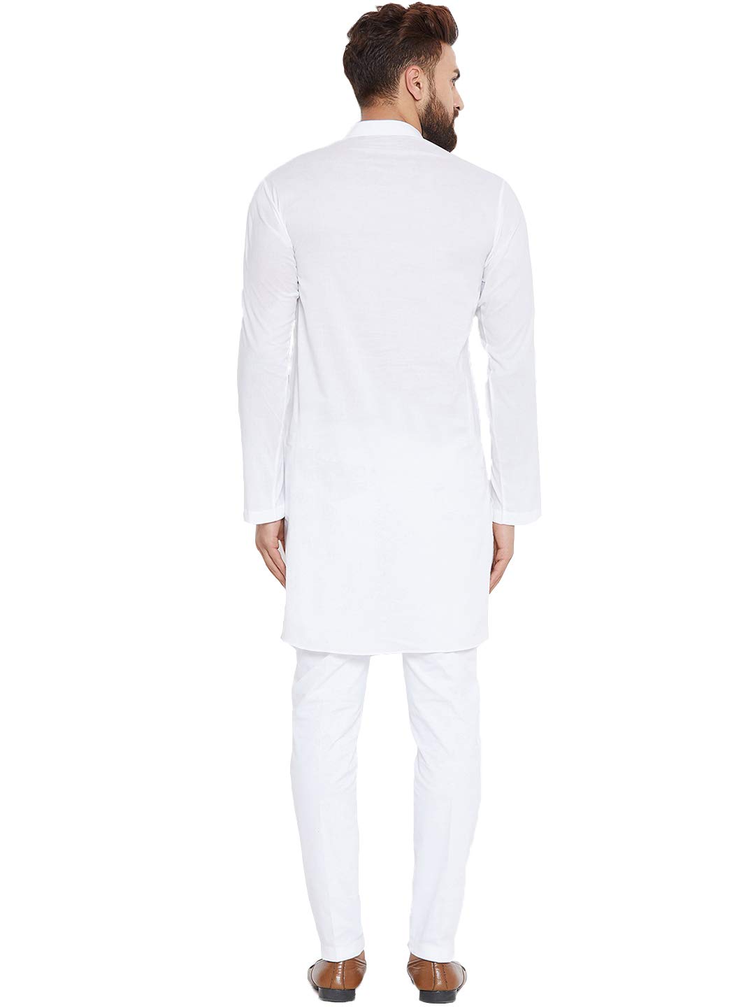 Vastraa Fusion Men's Cotton Solid Kurta Pajama Set (VS1111-46_White_XXX-Large) - Image 5