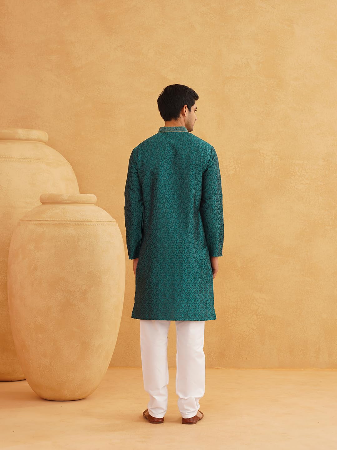 SOJANYA (Since 1958 Men's Jacquard Silk Kurta & Churidaar Pyjama - Image 7
