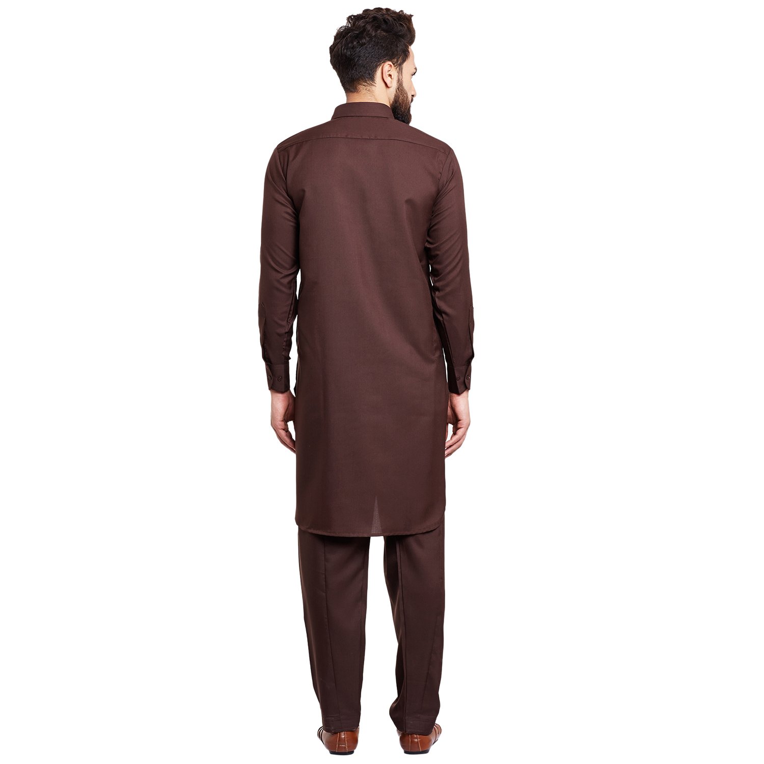 SOJANYA (Since 1958 Men's Chocolate Brown Cotton Blend Pathani Kurta Salwar - Image 7