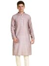 Sanwara Striped Multi Color Straight Cut Cotton Kurta for Men