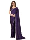 TRENDMALLS Women's Art Silk Siroski Mirror Work Saree with Unstitch Blouse Piece (K1156-Purple)
