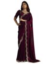 SAREE MALL Women's Purple Satin Silk Beads & Stones Saree With Unstitched Blouse Piece (MORPNKH1050A_MK)