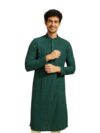 DIWAS BY MANYAVAR Men's Viscose Embroidery|Sequin Work Kurta (Dark Green,XL)
