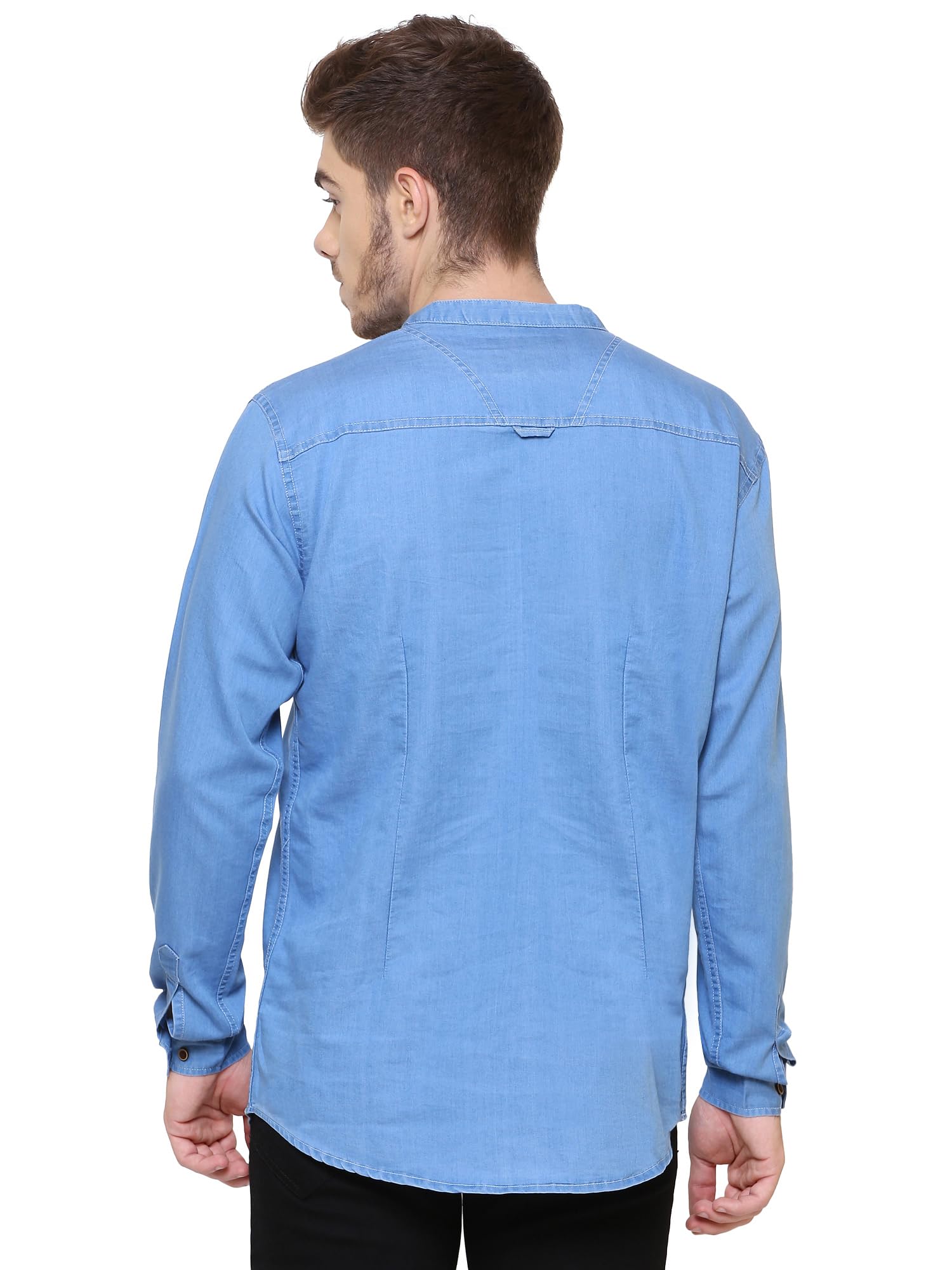 Kuons Avenue Men's Tailored Fit Denim Short Kurta (KACLFS1169E-XL_Sky Blue_X-Large) - Image 8