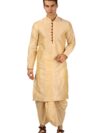 Royal Kurta Mens Silk Blend Loop Button Kurta and Dhoti Set (42, Gold)