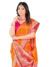 Glory Sarees Women’s Pure Kanjivaram Soft Banarasi Original Satin Silk Woven Hand Dyed Wedding Saree With Blouse Piece (Satin Silk104_Orange)