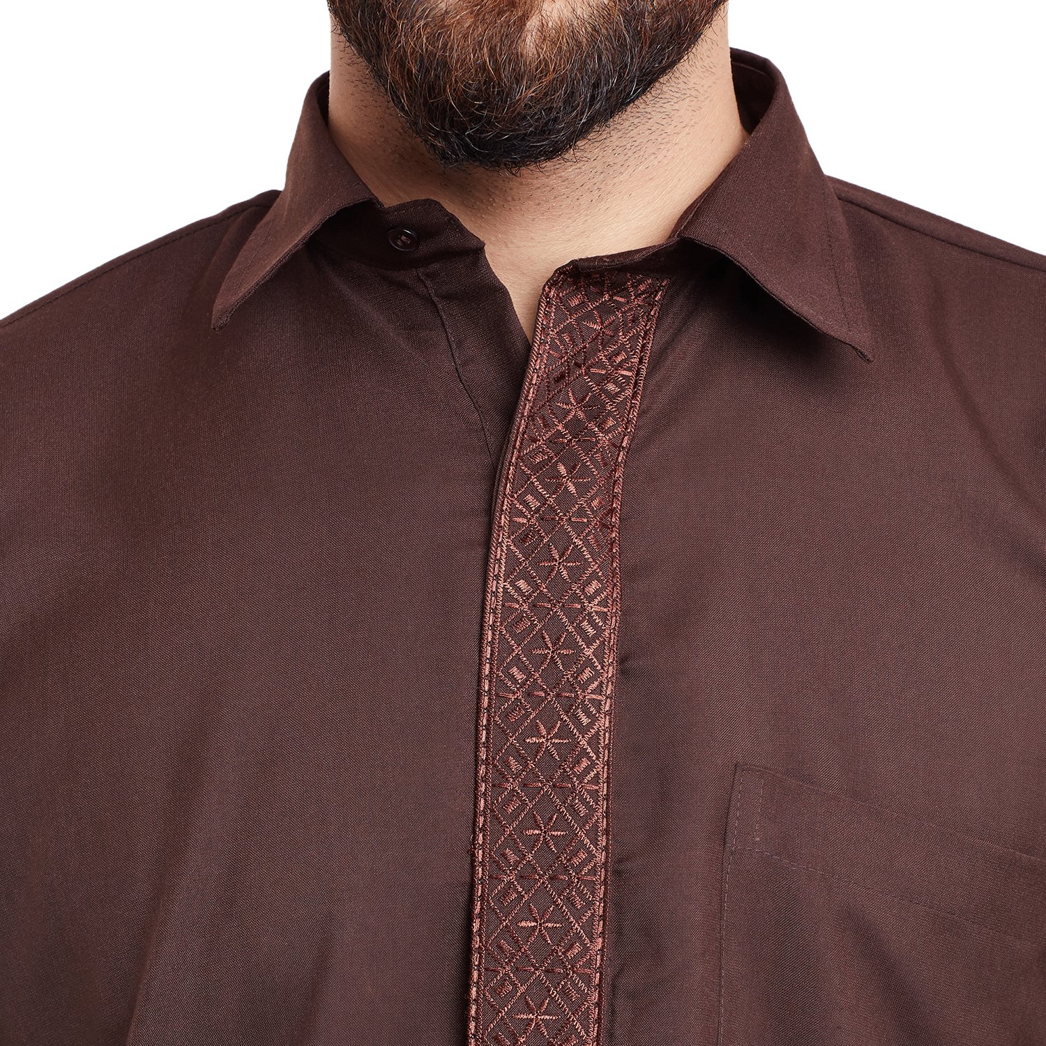 SOJANYA (Since 1958 Men's Chocolate Brown Cotton Blend Pathani Kurta Salwar - Image 3